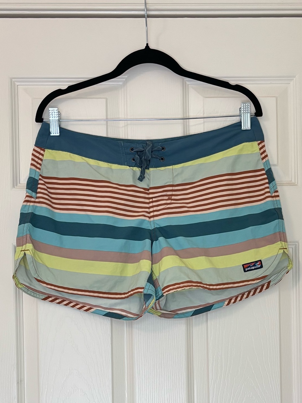 Patagonia Netplus Striped Wavefarer Board Shorts with 5” Inseam